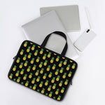 Black Cute Pineapple Pattern Print Laptop Sleeve With Handle