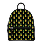Black Cute Pineapple Pattern Print Leather Backpack