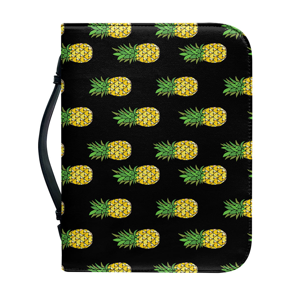 Black Cute Pineapple Pattern Print Leather Bible Cover