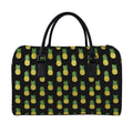 Black Cute Pineapple Pattern Print Leather Duffel Bag