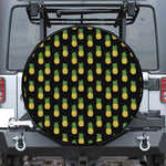 Black Cute Pineapple Pattern Print Leather Spare Tire Cover