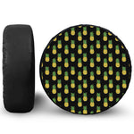 Black Cute Pineapple Pattern Print Leather Spare Tire Cover