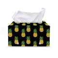 Black Cute Pineapple Pattern Print Leather Tissue Box Cover