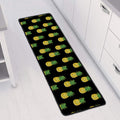 Black Cute Pineapple Pattern Print Long Kitchen Mat