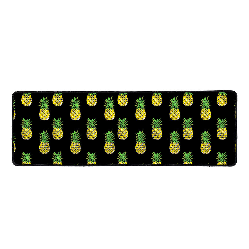 Black Cute Pineapple Pattern Print Long Kitchen Mat