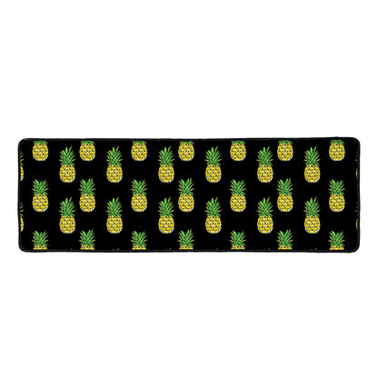 Black Cute Pineapple Pattern Print Long Kitchen Mat
