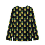 Black Cute Pineapple Pattern Print Long Sleeve Short Coat