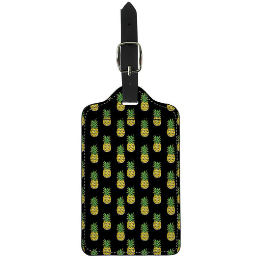 Black Cute Pineapple Pattern Print Luggage Tag
