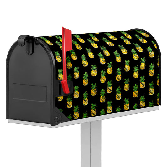 Black Cute Pineapple Pattern Print Mailbox Cover