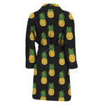 Black Cute Pineapple Pattern Print Men's Bathrobe