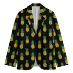 Black Cute Pineapple Pattern Print Men's Blazer
