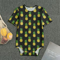 Black Cute Pineapple Pattern Print Men's Bodysuit