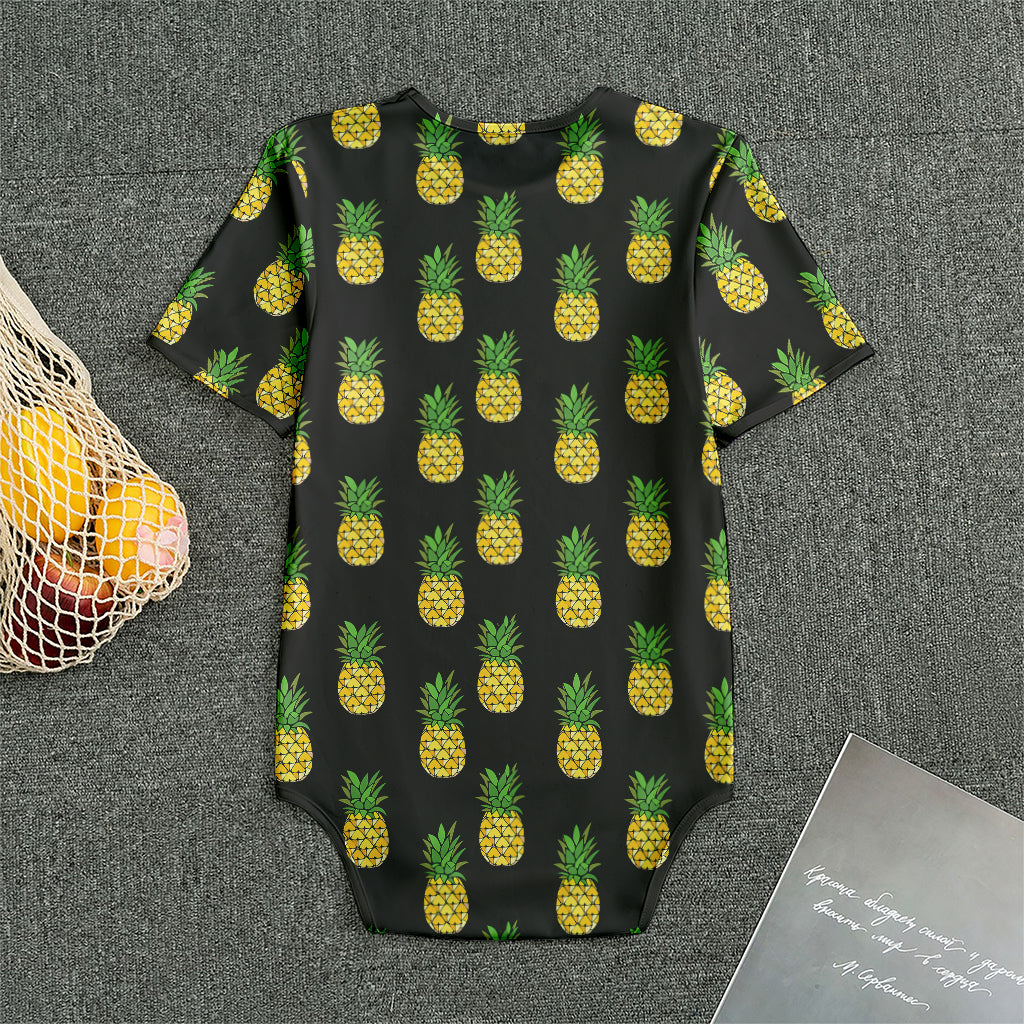 Black Cute Pineapple Pattern Print Men's Bodysuit