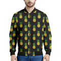 Black Cute Pineapple Pattern Print Men's Bomber Jacket