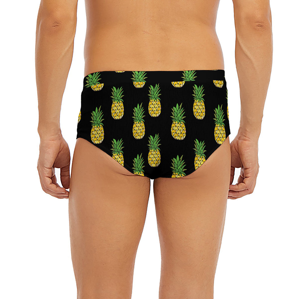 Black Cute Pineapple Pattern Print Men's Briefs