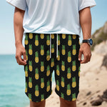 Black Cute Pineapple Pattern Print Men's Cargo Shorts