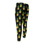 Black Cute Pineapple Pattern Print Men's Compression Pants
