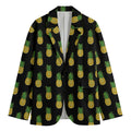 Black Cute Pineapple Pattern Print Men's Cotton Blazer