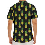 Black Cute Pineapple Pattern Print Men's Deep V-Neck Shirt
