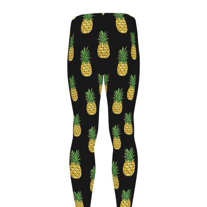 Black Cute Pineapple Pattern Print Men's leggings