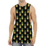 Black Cute Pineapple Pattern Print Men's Muscle Tank Top