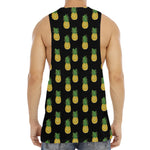 Black Cute Pineapple Pattern Print Men's Muscle Tank Top