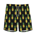 Black Cute Pineapple Pattern Print Men's Athletic Shorts