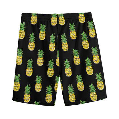 Black Cute Pineapple Pattern Print Men's Sports Shorts