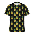 Black Cute Pineapple Pattern Print Men's Athletic T-Shirt