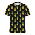 Black Cute Pineapple Pattern Print Men's Sports T-Shirt