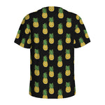 Black Cute Pineapple Pattern Print Men's Sports T-Shirt