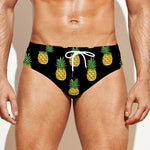 Black Cute Pineapple Pattern Print Men's Swim Briefs