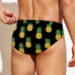 Black Cute Pineapple Pattern Print Men's Swim Briefs