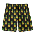 Black Cute Pineapple Pattern Print Men's Swim Trunks