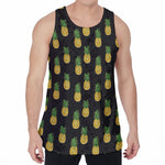 Black Cute Pineapple Pattern Print Men's Velvet Tank Top