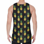 Black Cute Pineapple Pattern Print Men's Velvet Tank Top