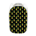 Black Cute Pineapple Pattern Print Mesh Laundry Hamper