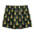 Black Cute Pineapple Pattern Print Mesh Shorts