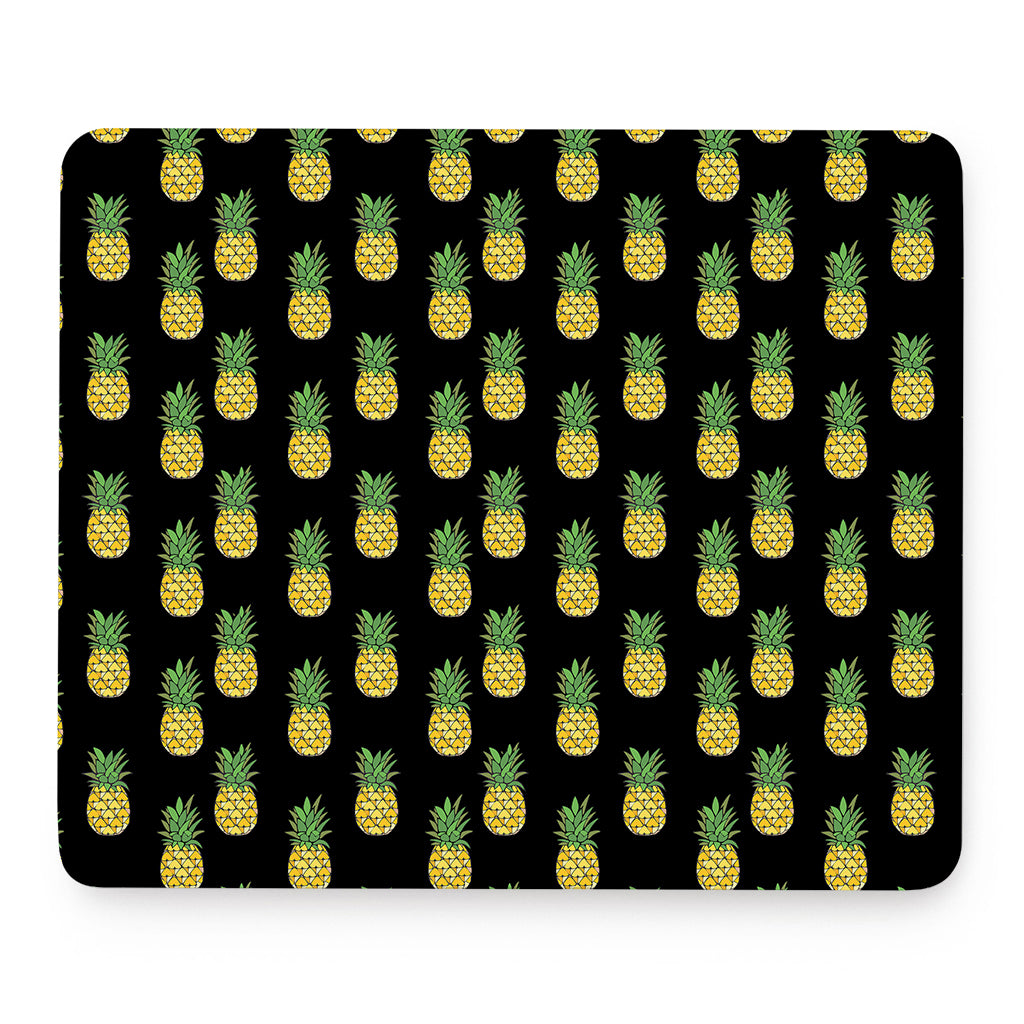 Black Cute Pineapple Pattern Print Mouse Pad
