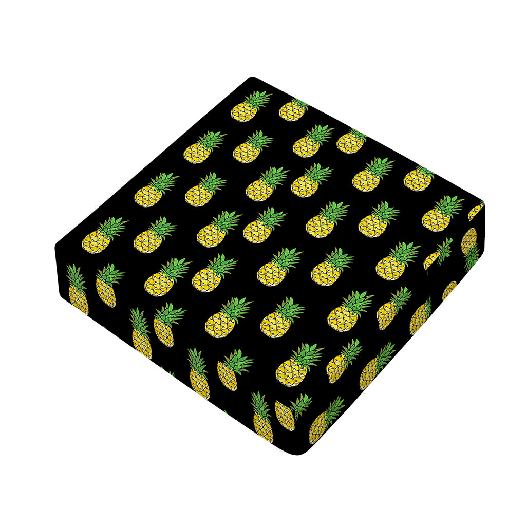 Black Cute Pineapple Pattern Print Outdoor Seat Cushion Cover