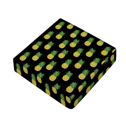 Black Cute Pineapple Pattern Print Outdoor Seat Cushion Cover