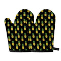 Black Cute Pineapple Pattern Print Oven Mitts