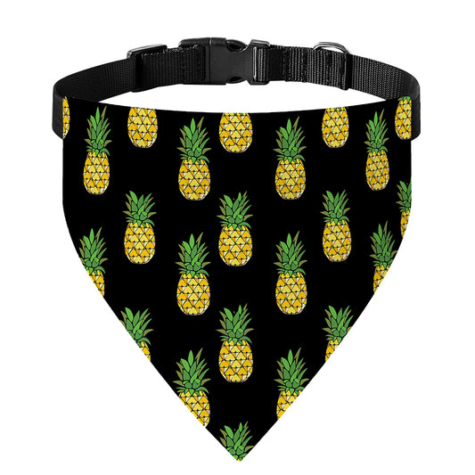 Black Cute Pineapple Pattern Print Over The Collar Dog Bandana