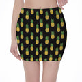 Black Cute Pineapple Pattern Print Pencil Mini Skirt