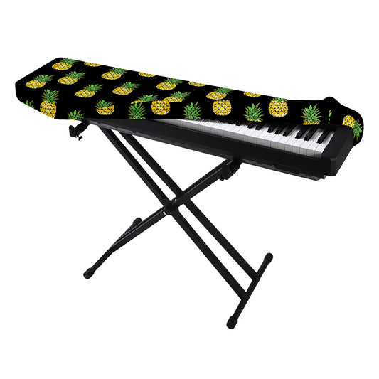 Black Cute Pineapple Pattern Print Piano Keyboard Cover