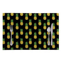 Black Cute Pineapple Pattern Print Placemat