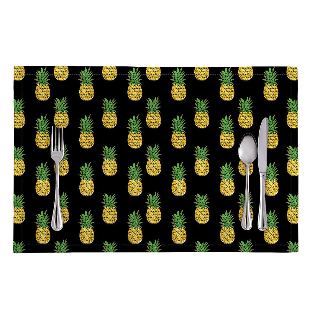 Black Cute Pineapple Pattern Print Placemat
