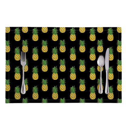 Black Cute Pineapple Pattern Print Placemat