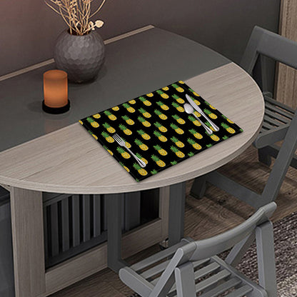 Black Cute Pineapple Pattern Print Placemat