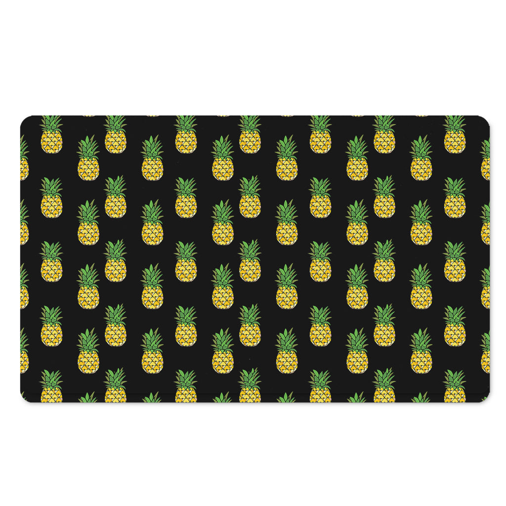 Black Cute Pineapple Pattern Print Polyester Doormat
